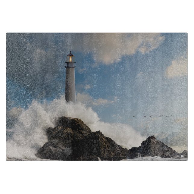 Lighthouses | Lighthouse With Crashing Waves Cutting Board (Front)