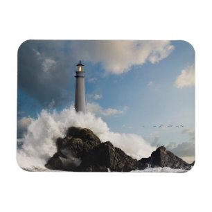 Lighthouses Lighthouse With Crashing Waves Magnet