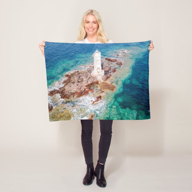 Lighthouses | Mangiabarche Lighthouse Italy Fleece Blanket (In Situ)