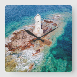 Lighthouses Mangiabarche Lighthouse Italy Square Wall Clock