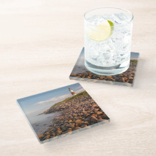 Lighthouses   Montauk Point Long Island Glass Coaster