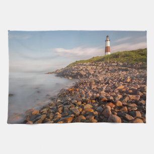 Lighthouses   Montauk Point Long Island Tea Towel