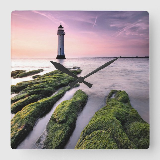 Lighthouses | New Brighton Lighthouse, UK Square Wall Clock (Front)