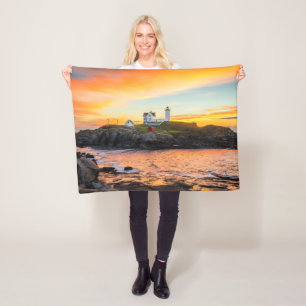 Lighthouses Nubble Lighthouse Maine Fleece Blanket