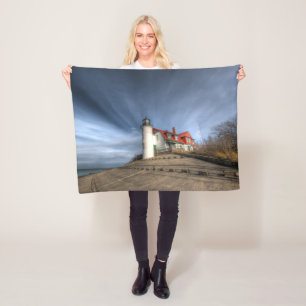 Lighthouses   Point Betsie Lake Michigan Fleece Blanket