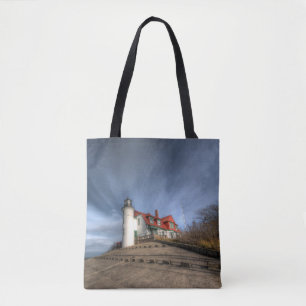 Lighthouses Point Betsie Lake Michigan Tote Bag