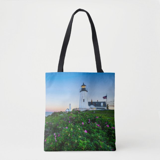 Lighthouses | Point Lighthouse Bristol  Maine Tote Bag (Front)