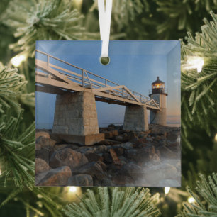 Lighthouses Port Clyde Maine Lighthouse Glass Tree Decoration