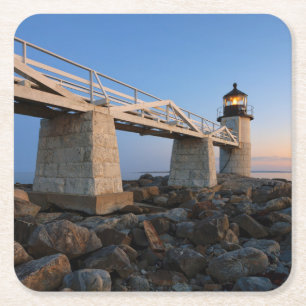 Lighthouses   Port Clyde Maine Lighthouse Square Paper Coaster