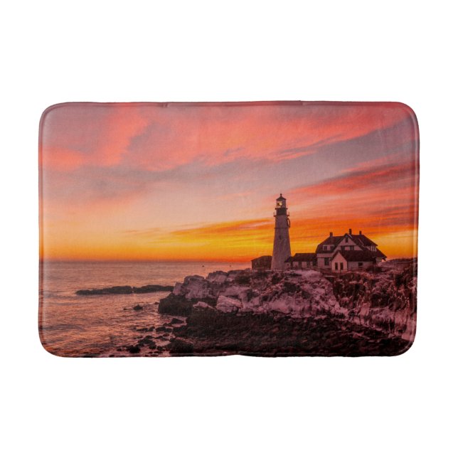 Lighthouses |  Portland Head Cape Elizabeth Maine Bath Mat (Front)