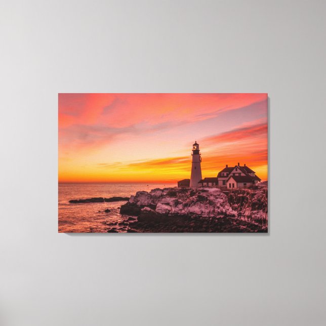 Lighthouses |  Portland Head Cape Elizabeth Maine Canvas Print (Front)