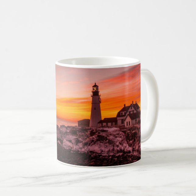Lighthouses |  Portland Head Cape Elizabeth Maine Coffee Mug (Front Right)