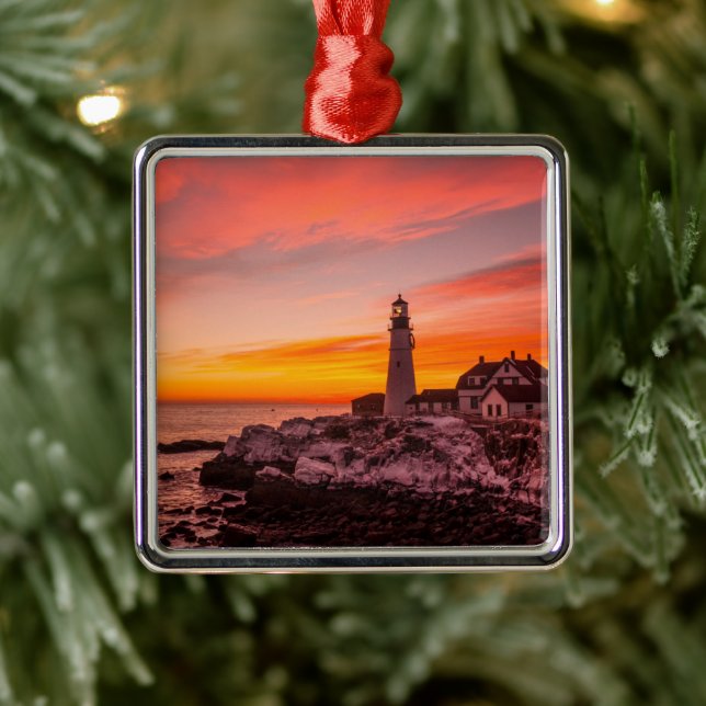 Lighthouses |  Portland Head Cape Elizabeth Maine Metal Tree Decoration (Tree)