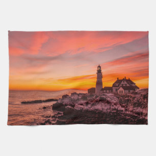 Lighthouses    Portland Head Cape Elizabeth Maine Tea Towel