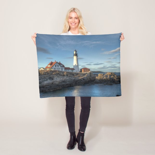 Lighthouses | Portland Head Light Lighthouse Fleece Blanket (In Situ)