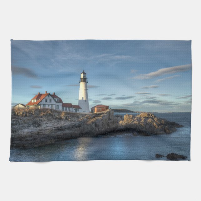 Lighthouses | Portland Head Light Lighthouse Tea Towel (Horizontal)