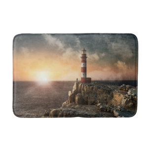 Lighthouses Red & White Lighthouse Bath Mat