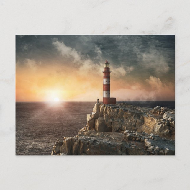 Lighthouses | Red & White Lighthouse Postcard (Front)