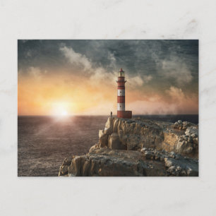 Lighthouses Red & White Lighthouse Postcard