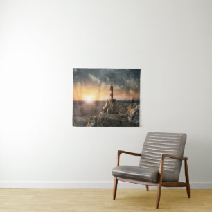 Lighthouses Red & White Lighthouse Tapestry