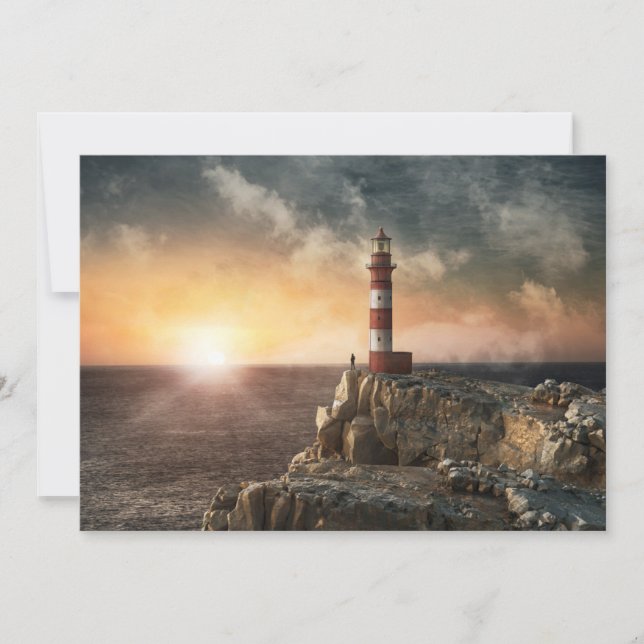 Lighthouses | Red & White Lighthouse Thank You Card (Front)
