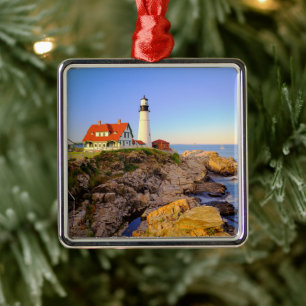 Lighthouses Rockport Lighthouse Maine Metal Tree Decoration
