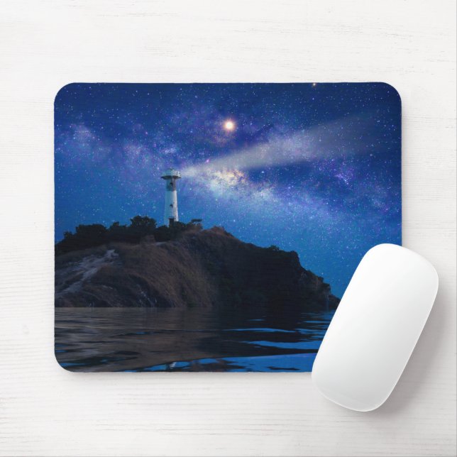 Lighthouses | Starry Night Lighthouse Mouse Mat (With Mouse)