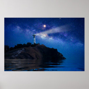 Lighthouses   Starry Night Lighthouse Poster