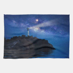 Lighthouses   Starry Night Lighthouse Tea Towel