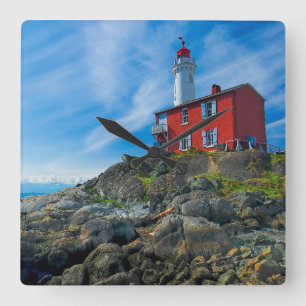 Lighthouses   Victoria Harbor Vancouver Island Square Wall Clock