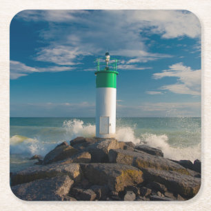 Lighthouses   Wellington Ontario Canada Square Paper Coaster