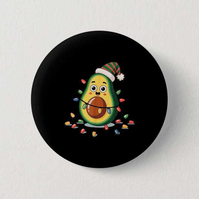 Lighting Avocado Ugly Christmas Sweater Guacamole  6 Cm Round Badge (Front)
