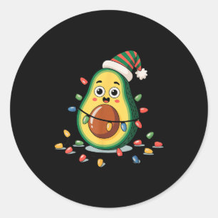 Lighting Avocado Ugly Christmas Sweater Guacamole  Classic Round Sticker