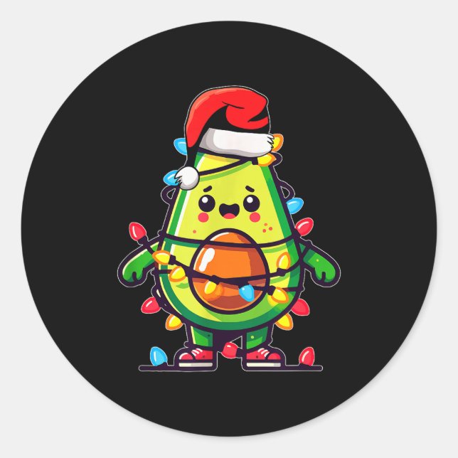 Lighting Avocado Ugly Christmas Sweater Guacamole  Classic Round Sticker (Front)
