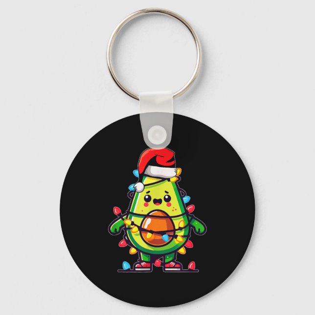 Lighting Avocado Ugly Christmas Sweater Guacamole  Key Ring (Front)