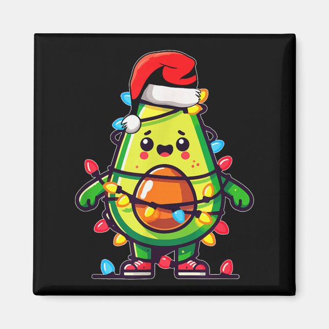 Lighting Avocado Ugly Christmas Sweater Guacamole  Magnet (Front)