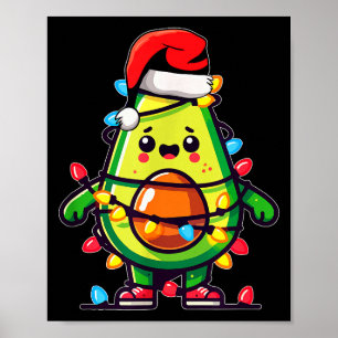 Lighting Avocado Ugly Christmas Sweater Guacamole  Poster