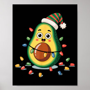 Lighting Avocado Ugly Christmas Sweater Guacamole  Poster