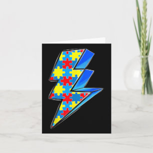 Lighting Bolt Puzzle Autism Awareness Day Support Card