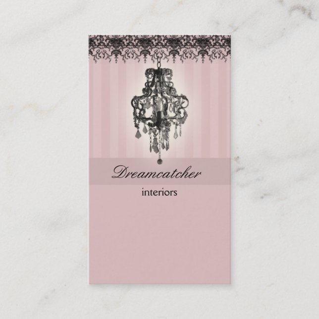 Lighting Chandelier Real Estate Business Card Pink (Front)