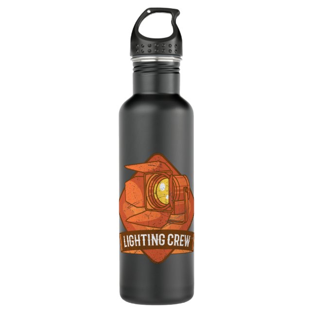 LIGHTING CREW RETRO Theatre Lighting Technician 710 Ml Water Bottle (Front)