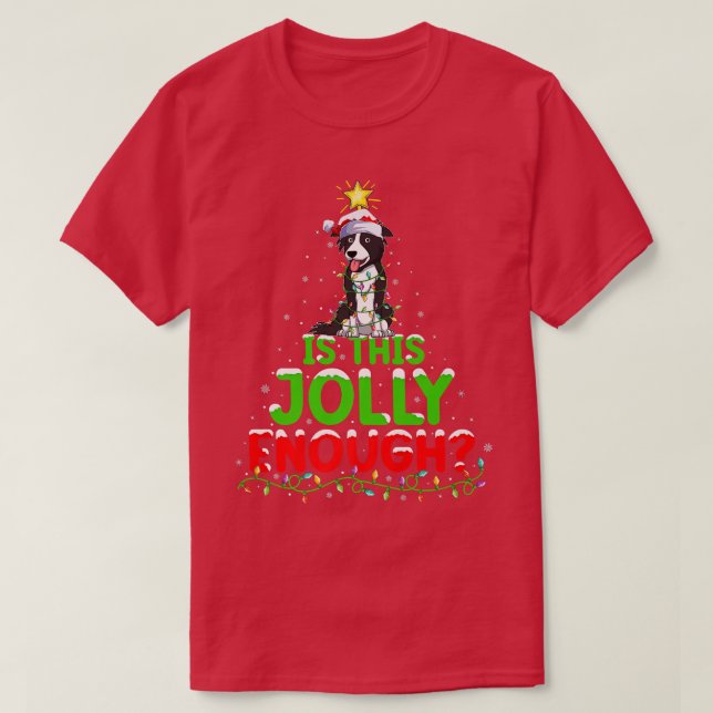 Lighting Is This Jolly Enough Border Collie Christ T-Shirt (Design Front)