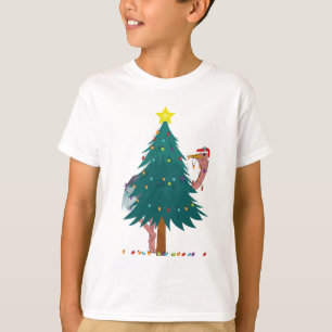 Lighting Ostrich funny Christmas T-Shirt