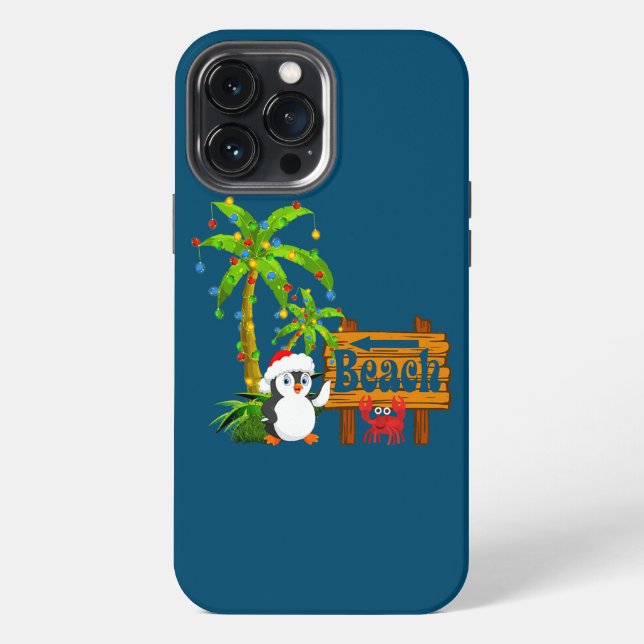 Lighting Palm Tree Beach Vacation Penguin iPhone Case (Back)