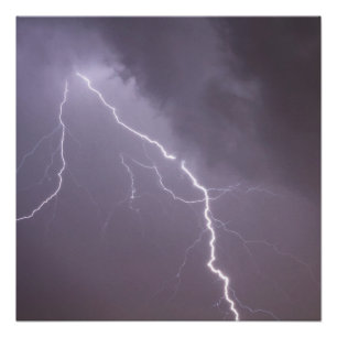 Lighting storm with many lighting bolts poster