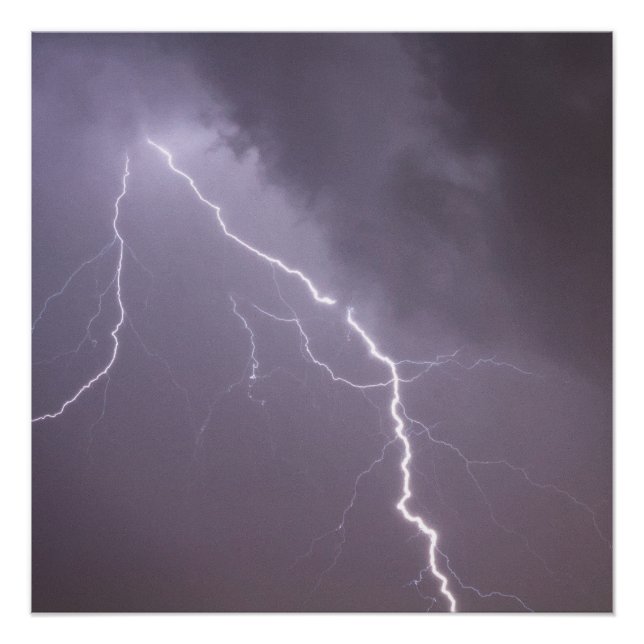 Lighting storm with many lighting bolts poster (Front)