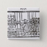 Lighting the Menorah 15 Cm Square Badge<br><div class="desc">Jewish School's Lighting the Menorah (woodcut) located at a Private Collection.</div>