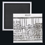 Lighting the Menorah Magnet<br><div class="desc">Jewish School's Lighting the Menorah (woodcut) located at a Private Collection.</div>