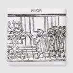 Lighting the Menorah Magnet<br><div class="desc">Jewish School's Lighting the Menorah (woodcut) located at a Private Collection.</div>