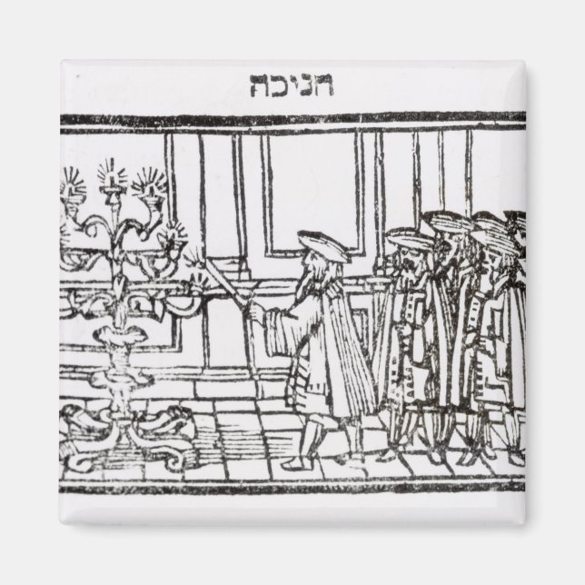 Lighting the Menorah Magnet (Front)